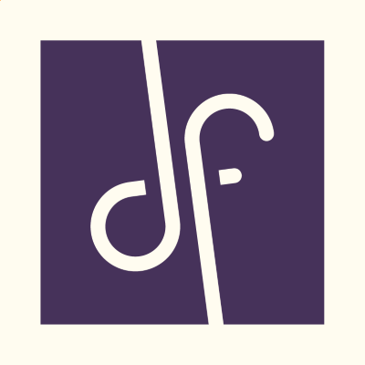 The letters d and f, stylised and inside a square.